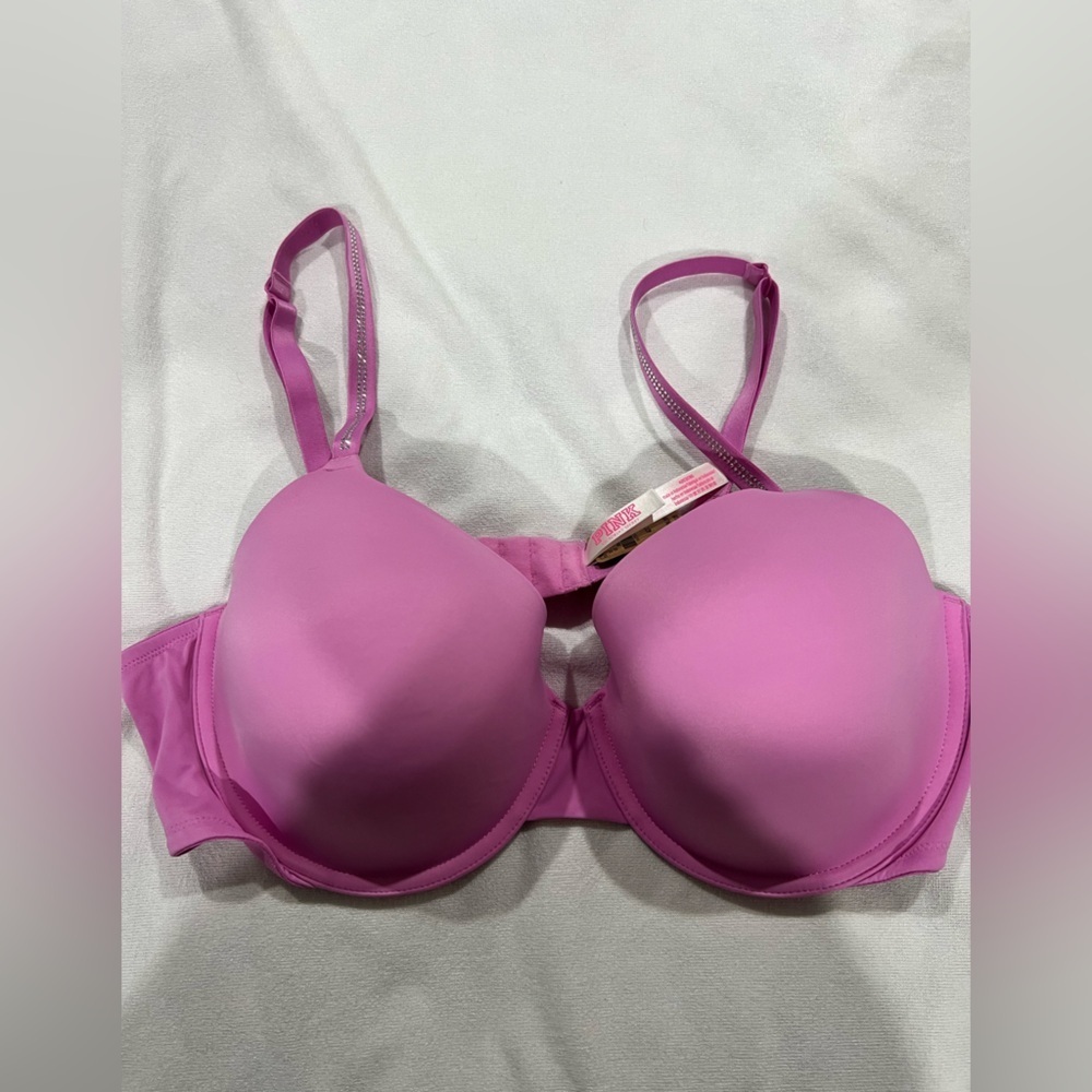 PINK VS Victoria Secret bra pink t-shirt wear everywhere lightly lined 42C